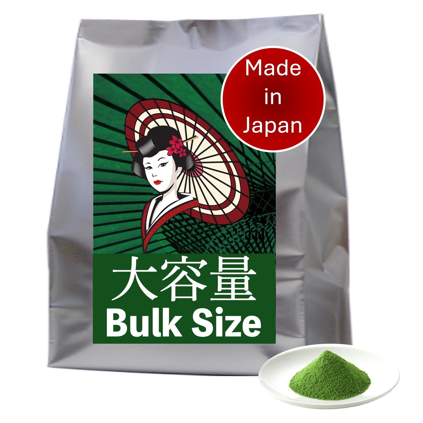 A granel [Dreaming Matcha (verde)] Polvo de Matcha japonés de grado de confitería culinaria [業務用 大容量] "夢みる抹茶"（緑）八女 抹茶 粉末 パウダー 一番茶 製菓用料理用 ラテ用 グレード 1kg / 10kg /20kg 向抹茶 Mukoh Matcha