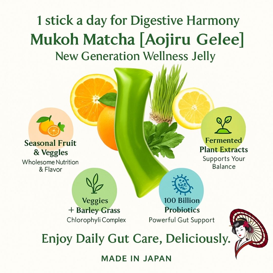 Mukoh Matcha [Aojiru Gelee] – Seasonal Fruits & Vegetables Jelly with Probiotics | Daily Wellness Supplements