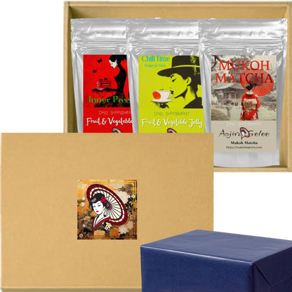 Probiotic Jelly Supplement Starter & Gift Set 3 Types × 10 Sticks Each (Inner Passion, Chill Time, Aojiru Gelee)