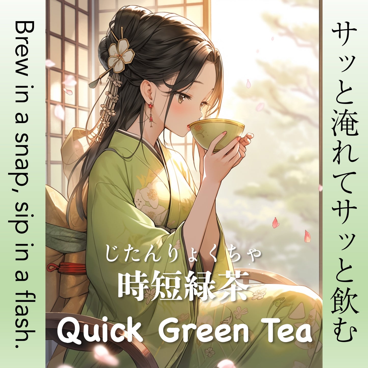 [Dreaming Instant Ryokucha (Powdered Yamecha Green Tea)] "夢みる緑茶"（やちりんクイック緑茶）Mukoh Matcha 本格 粉末 緑茶 時短緑茶 忙しくても手軽にたっぷり飲める 濃い茶 インスタント緑茶  八女茶 保存料無添加 無香料 向抹茶