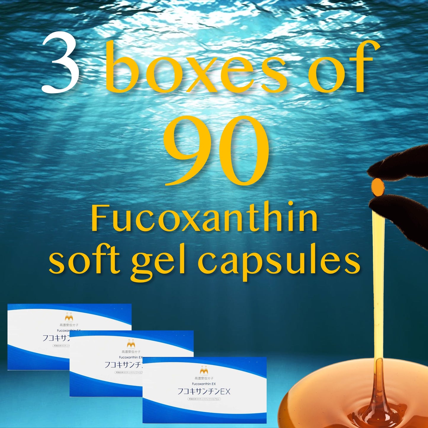 Fucoxanthin soft gel capsules - Low Molecular Weight Fucoxanthin EX 200 mg x 90 in a box